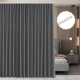 RYB HOME Room Divider Curtain Set with Ceiling Track, Privacy Blackout Thermal Insulated Curtains for Bedroom/Living Room/Basement/Patio/Sliding Glass Door, W100 x L84, Grey, 1 Panel RYB HOME