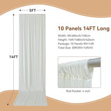50×14ft Wrinkle Free Ivory Backdrop Curtain, Soft Silky Easy to Drape Cream Wedding Drapes for Backdrop, 10 Panels 5×14ft Photo Backdrop Curtains for Parties Birthday Photography Background Cloth NSSONBEN