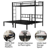 TURRIDU Metal Triple Bunk Bed for 3, Twin Over Twin Over Twin Bunk Beds with Built-in Ladders, Separates into 3 Twin Beds for Teens, Adults, No Box Spring Needed, Black TURRIDU