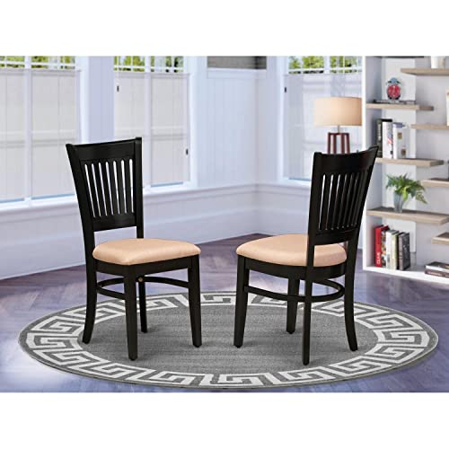 East West Furniture Vancouver Dining Linen Fabric Upholstered Wood Chairs, Set of 2, Black East West Furniture