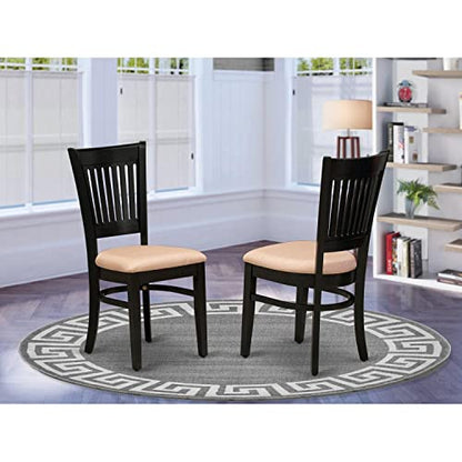 East West Furniture Vancouver Dining Linen Fabric Upholstered Wood Chairs, Set of 2, Black - WoodArtSupply