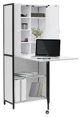 Sew Ready Multipurpose Armoire 58.75" Tall with Folding Top for Craft, Office or Home Sewing Cabinet, Charcoal/White Sew Ready