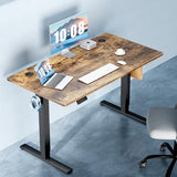 DUMOS 48 Inch Electric Standing Desk Height Adjustable, Sit to Stand Up Computer Workstations Work PC Table Home Office Study Writing Gaming Desks with Memory Presets for Walking Pad, Bedroom, Rustic DUMOS