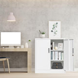 iDEKAI Metal Storage Cabinet with Lock, 36" Garage Storage Cabinets with 2 Lockable Doors and 2 Adjustable Shelves,Tall File Cabinet, Tool Cabinet for Office,Home,Garage,Gym,School (White) iDEKAI