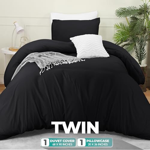 Utopia Bedding Duvet Cover Set with Pillowcases- 2 Pieces Bedding Duvet Cover with Zipper Closure - 1 Duvet Cover with 1 Pillow Sham - Soft Brushed Microfiber (Twin/Twin XL, Black) Utopia Bedding