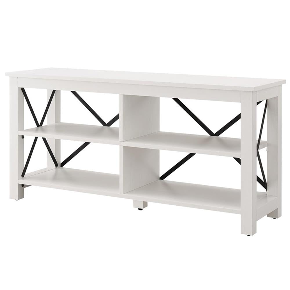 Henn&Hart Rectangular TV Stand for TV's up to 55" in White, TV Stands for the Living Room Henn&Hart