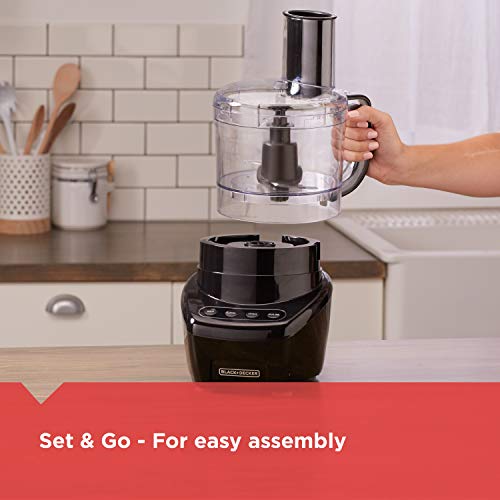 BLACK+DECKER Food Processor and Vegetable Chopper, Stainless Steel Blade, 8-Cup Capacity, 450W Power with Attachments to Shred, Slice, Mince, Grind, and Puree BLACK+DECKER