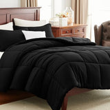 CozyLux King Size Comforter Set - Black Comforter King, 3 Pieces Box Stitched Bed Set for All Seasons, Soft Lightweight Bedding Sets with 1 Down Alternative Comforter and 2 Pillow Shams CozyLux