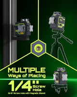 LasGoo LG-3DM Green Beam Laser Level, Self-Leveling 3x360° Cross Line Laser for Construction and Picture Hanging, 5200mAh Built-in Rechargeable Battery, Type-C Cable, Magnetic Rotating Stand Included LASGOO