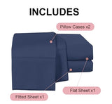 Shunjie.Home 100% Cotton Full Bed Sheets Set - 600 Thread Count Sateen - 4 Piece Bed Sheet Set, Deep Pocket with All Around Elastic, Breathable & Durable Hotel Luxury Bedding - Navy Blue Shunjie.Home