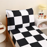 Caressma Checkered Toddler Bedding Set, Classic Black and White Plaid Bed Set, Fluffy Grid Buffalo Plaid 4 Pieces Kids Comforter Bed Set with Comforter, Fitted Sheet, Flat Sheet, Pillowsham Caressma