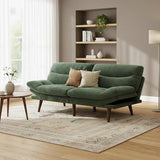 Marsail Futon Sofa Bed, 75” Futon Couch with Adjustable Backrest & Armrests, Convertible Small Sleeper Sofa Bed for Small Apartments, Study Room, Office, Corduroy Loveseat, Green Marsail