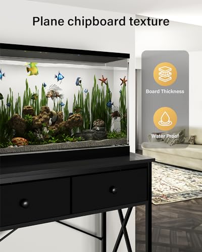 FILKO Aquarium Stand 20-29 Gallon, Metal Gallon Fish Tank Stands with Accessories Storage, Turtle/Reptile Terrariums Table,Breeder Tank Stand,Easy to Assemble(Tank not Included) (Black, 29 Gallon)