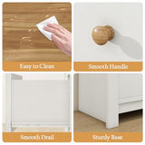 Vikiullf Farmhouse 3 Drawer Dresser for Bedroom, Tall Modern Chest of Drawers, Wood Oak Storage Chest for Bedroom, Hallway, Living Room Closet Dressers Chest, Tall Nightstand, Off White (1) Vikiullf