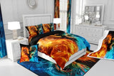 Feelyou Dragon Bedding Set 7 Piece Fire and Ice Dragon Couple King Comforter Set with Sheets for Kids Boys Girls Decor Wild Animal Bed in a Bag Safari Theme Bed Set Feelyou