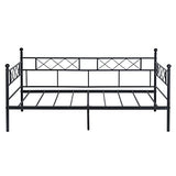 Liink1Ga Twin Size Daybed Frame, Day Bed Black Metal Daybed Frame with Headboard, Mattress Platform Base Box Spring Replacement Sofa Bed for Living Room Guest Room/Style X/Black Liink1Ga