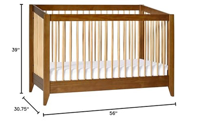 Babyletto Sprout 4-in-1 Convertible Crib with Toddler Bed Conversion Kit in Chestnut and Natural, Greenguard Gold Certified