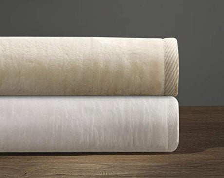 DownTown Company, Acrylic & Cotton Cotton Blend Blanket, Cashmere Softness, Cream Color, Twin Size DownTown Company