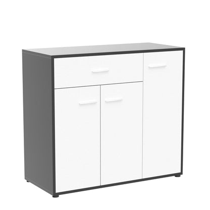 COSTWAY Buffet Sideboard Storage Cabinet, White Kitchen Sideboard with Spacious Table Top, 2 Door Cabinets, Large Drawer, Adjustable Shelf, Anti-Toppling Device, Console Cupboard for Home Living Room