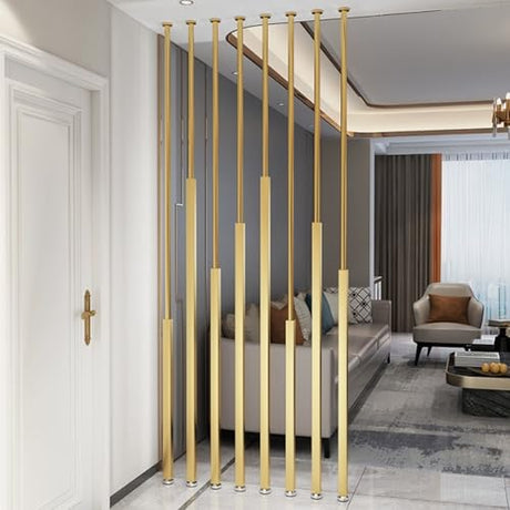 Ceiling to Floor Partition Post/Room Dividers Metal Slats，5/8/10pcs Privacy Screen Post Wall Poles Columns for Room Separation，No Drill Installation(5pcs,275cm/108in/9ft) Renmlion