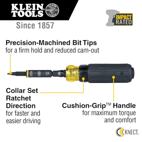 KNECT 11"-1 Ratcheting Impact Rated Screwdriver/Nut Driver Klein Tools