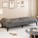 Meilocar 64" Futon Sofa Bed, Convertible Loveseat with 2 Cup Holders, Small Couch with 3 Adjustable Angles & Armrests, Sleeper Sofa for Apartment, Office, Dark Grey Meilocar
