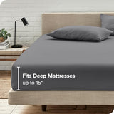 Bare Home Luxury 1800 Ultra-Soft Microfiber Fitted Sheet & Pillowcase Set - Double Brushed - Deep Pockets - Easy Fit - Full, Grey Bare Home