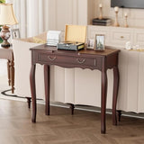 JIAWORLDER Walnut Entryway Table with 1 Drawer Console Table for Entryway Entrance Table for Hallway, Living Room, Foyer, Easy Assembly (Legs Only), 13.77D x 34.64W x 30.7H in JIAWORLDER