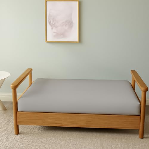 Full Size Armless Futon Covers - 100% Egyptian Cotton Futon Slipcovers - Zippered Couch Cover Sofa Bed Protector, Sleeper Sofa Cover, Machine Washable, Silver Yarns of Cotton