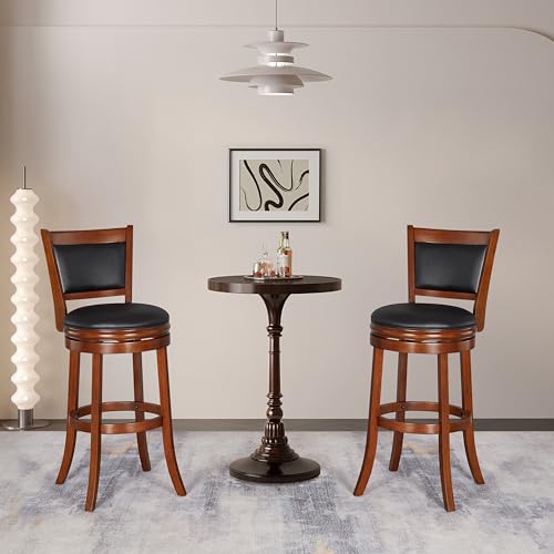 Ball & Cast Swivel Pub Height Barstool 29 Inch Seat Height Cherry Set of 1 - WoodArtSupply