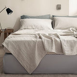 Simple&Opulence 100% Linen Fitted Sheet Full(1 Piece), 14 Inch Deep Pocket Mattress Cover Natural French Flax Stone Washed Farmhouse Soft Breathable Bottom Sheets-Linen Simple&Opulence