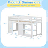 Giantex Loft Bed Twin Size with LED Lights, Wooden Low Bed Frames for Kids w/2 Doors, Under-Bed Play Space & Storage Bookcase, Modern Bedframe with Ladder & Safety Guardrail for Boys Girls (White) Giantex