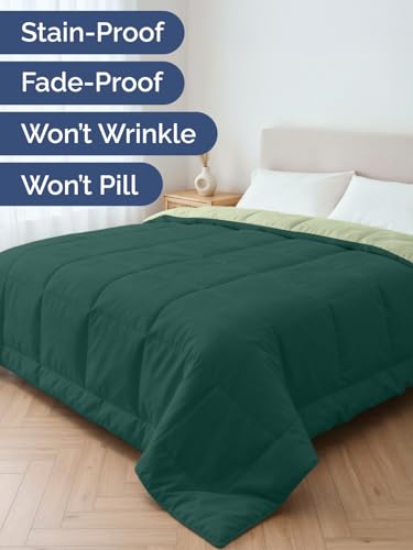 Cal King Size, Emerald/Light Sage Green Alternative Down Comforter - Warm, Lightweight & Breathable Hotel Quality Bedding Set for Men, Women, Kids and Teens - All Season Cooling Duvet Insert Comforter CGK Unlimited