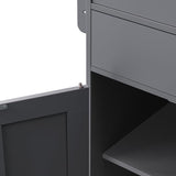 HomeGearTech 74.5" Kitchen Island Cart with Extendable Dining Table - Mobile Kitchen Island on Lockable Wheels, Spice Rack Organizer, 2 Storage Drawers & 4-Door Cabinet for Kitchen or Dining Room HomeGearTech