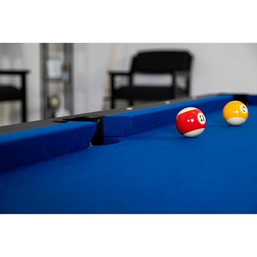 Hathaway Hustler 7 Ft Tournament Pool Table – Includes Cue Sticks, Billiard Balls, Automatic Ball Return – Perfect for Competitive Players and Family Games Room – Blue Felt with Black Finish Hathaway