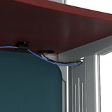 Bush Business Furniture Office in an Hour 3 Person L Shaped Cubicle Desks with Storage, Drawers, and Organizers in Hansen Cherry | Triple Workstation Set with Privacy Panels for Commercial Workspace Bush Business Furniture