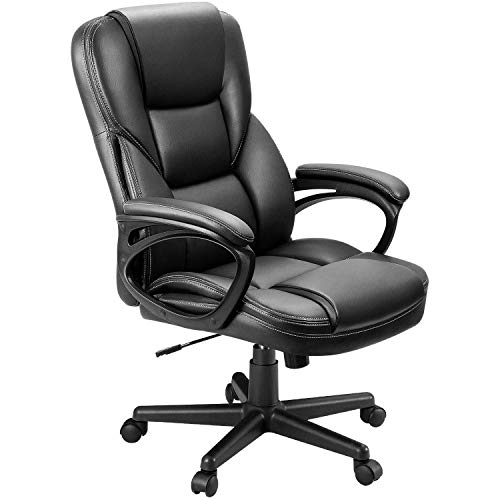 Furmax Office Executive Chair High Back Adjustable Managerial Home Desk Chair, Swivel Computer PU Leather Chair with Lumbar Support (Black) Furmax