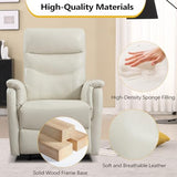 CANMOV Power Recliner Chair for Adults, Genuine Leather Reclining Chair with Overstuffed Arm and Back, Electric Single Reclining Sofa with USB Charging Ports for Living Room Nursery, Bedroom(White)