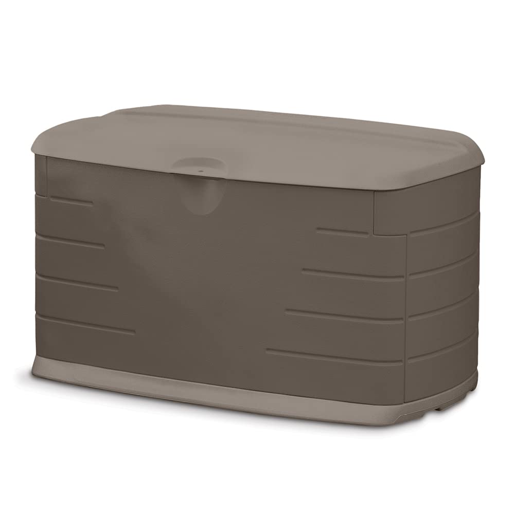 Rubbermaid Medium Resin Outdoor Storage Deck Box (73 Gal), Weather Resistant, Brown, Deck Organization for Home/Backyard/Pool Chemicals/Toys/Garden Tools/Porch/Patio Cushions Rubbermaid