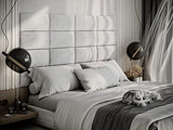 (4 Pack) Velvet Headboard Upholstered Soft Decorative Wall Panels | Padded Boards | Cladded Decor Anti-Collision | Acoustic and Soundproof Treatment | (White (2247), 10"x20" (25x50cm)) ua-acoustics