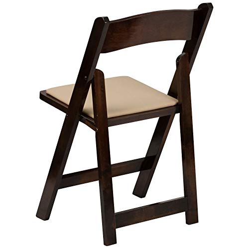 Flash Furniture 4 Pack HERCULES Series Fruitwood Wood Folding Chair with Vinyl Padded Seat Flash Furniture