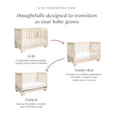 babyletto Modo 3-in-1 Convertible Crib with Toddler Bed Conversion Kit in Washed Natural, Greenguard Gold Certified babyletto