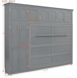 Merax Queen Size Murphy Bed with Cabinets, Gray Merax