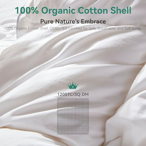 Three Geese Luxury Down Comforter King Size, All-Season Duvet Insert 106x90 Inch with 100% Cotton Cover, 72 Oz Weight Three Geese