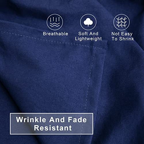 FLXXIE Toddler Bedding Set - 4 Piece Microfiber Crib Sheet Set, Crib Bedding Set Includes Quilted Comforter, Flat Top Sheet, Fitted Sheet, Envelope Pillow Case for Boys and Girls, Navy Blue FLXXIE