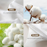 THXSILK Pure Mulberry Silk Comforter Cool for Summer, Grade 7A Natural Mulberry Silk Filled Duvet Luxury Bedding, Cotton Cover, King Size 102in x 91in/260cm x 230cm, Weight 1.98lb/0.9kg THXSILK