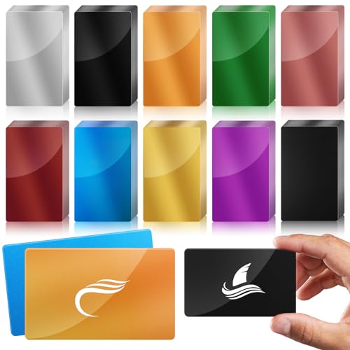 weparmeety 100 Pcs Metal Engraving Blanks Colorful Aluminum Sheet Laser Engraving Business Card Multipurpose DIY Gift Cards 86 x 54 x 0.21 mm（10 Colors) weparmeety