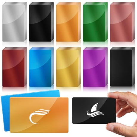 weparmeety 100 Pcs Metal Engraving Blanks Colorful Aluminum Sheet Laser Engraving Business Card Multipurpose DIY Gift Cards 86 x 54 x 0.21 mm（10 Colors) weparmeety