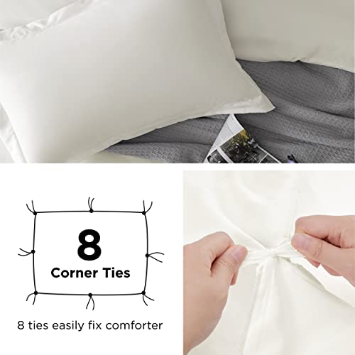 Bedsure Duvet Cover Queen Size - Soft Double Brushed Bedding Set for Kids & Adults, Zipper Closure, 3 Pieces, Includes 1 Duvet Cover (90"x90") & 2 Pillow Shams, NO Comforter, Cream White Bedsure