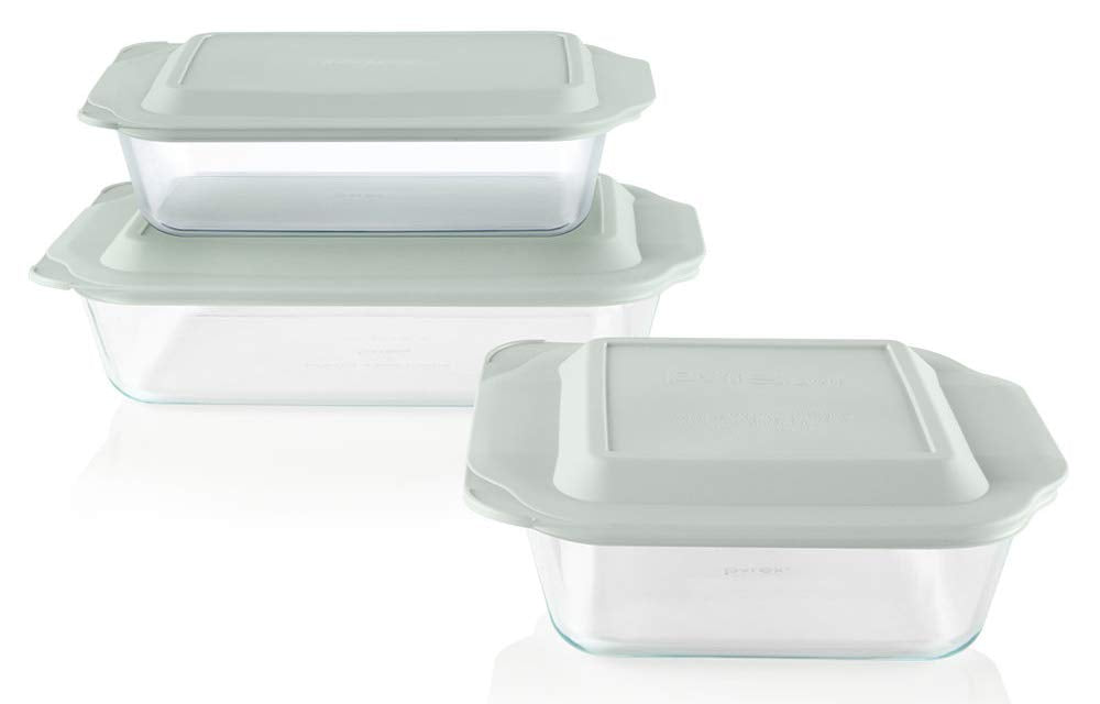 Pyrex Deep 3-Pack Glass Baking Dish Set (9"x13", 7"x11", 8"x8") With BPA-Free Lids, Rectangular Glass Bakeware, Dishwasher, Microwave, Freezer & Pre-Heated Oven Safe Pyrex